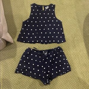 Beach Riot Navy and White Polka Dot Set